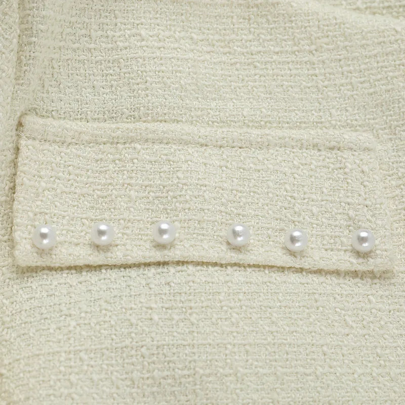 שמלת מיני סטרפלס בד ארוג + בלייזר קצר - ליאו