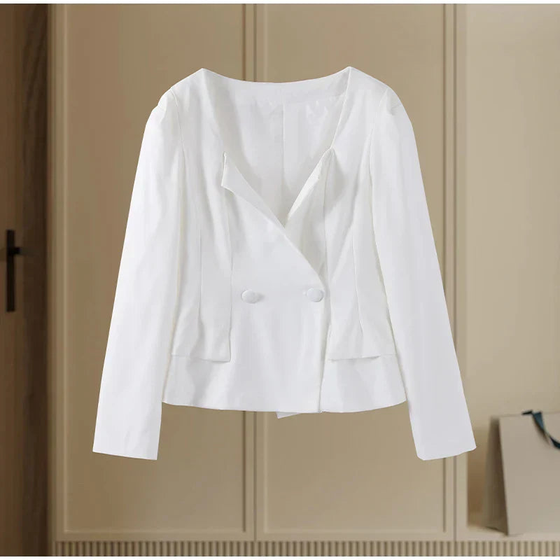 סט שני חלקים אלגנטי חצאית מידי ובלייזר בעיצוב מחויט ויוקרתי - PAS