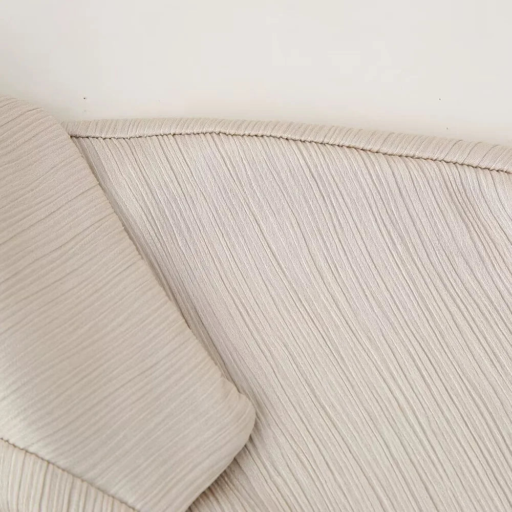 חליפת שני חלקים בד קרפ מבריק נעים מכנסיים ארוכים ובלייזר - ריקה