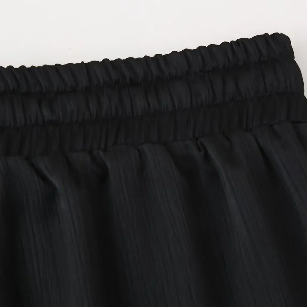 חליפת שני חלקים בד קרפ מבריק נעים מכנסיים ארוכים ובלייזר - ריקה