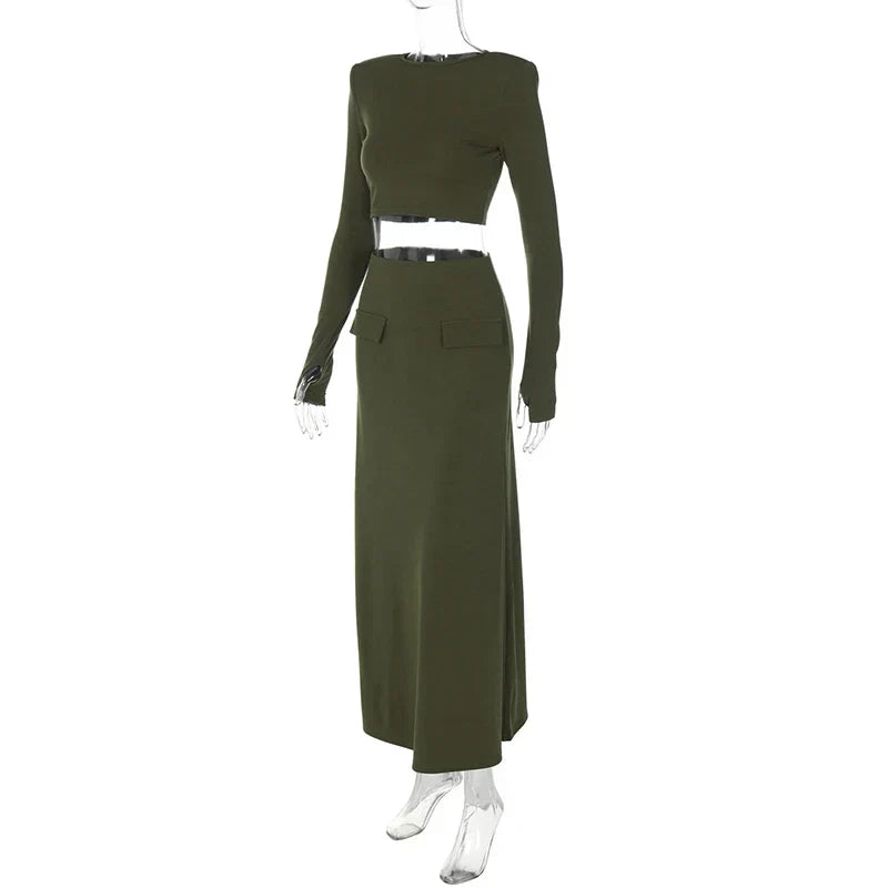 סט שני חלקים טופ וחצאית מקסי - באדי